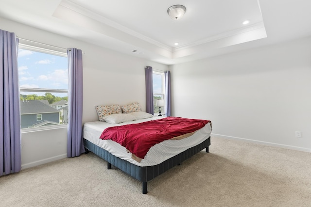 1080 Laurel Valley Ln, Mount Juliet, TN 37122 - bedroom featuring crown molding, a tray ceiling, carpet flooring, baseboards, and recessed lighting
