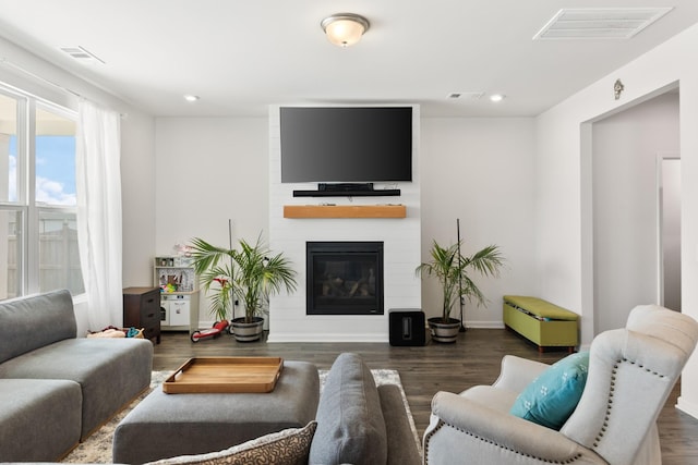 1080 Laurel Valley Ln, Mount Juliet, TN 37122 - living room with wood finished floors, a large fireplace, recessed lighting, and baseboards
