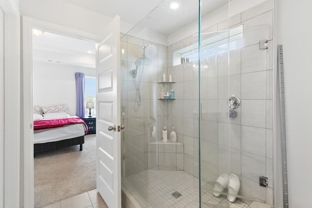 1080 Laurel Valley Ln, Mount Juliet, TN 37122 - ensuite bathroom with a shower stall, tile patterned flooring, and recessed lighting