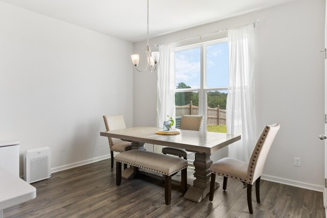 1080 Laurel Valley Ln, Mount Juliet, TN 37122 - dining room with a chandelier, dark wood finished floors, and baseboards