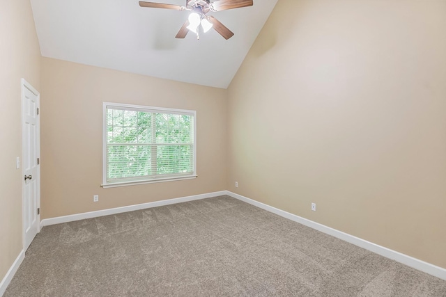 201 Dakota Dr, Spring Hill, TN 37174 - empty room with lofted ceiling, carpet, ceiling fan, and baseboards
