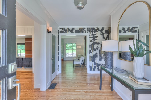1702 Old Hickory Blvd, Brentwood, TN 37027 - hall featuring crown molding and light wood-style flooring