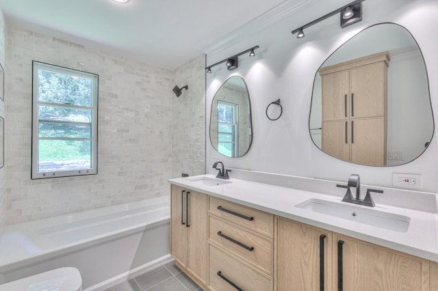 1702 Old Hickory Blvd, Brentwood, TN 37027 - full bathroom featuring tile patterned floors, double vanity, tub / shower combination, and track lighting