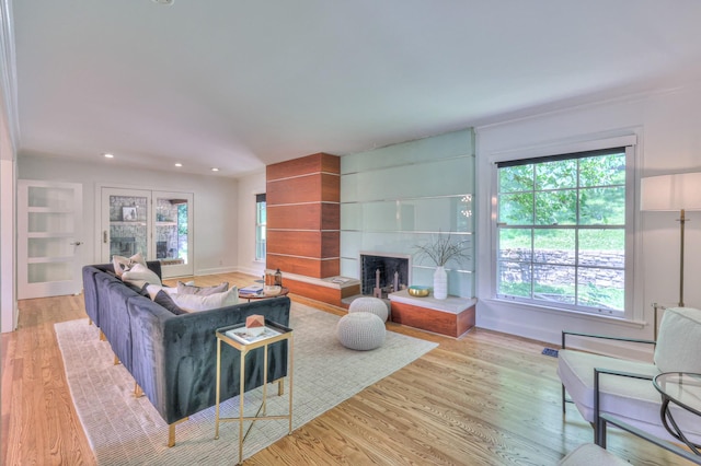 1702 Old Hickory Blvd, Brentwood, TN 37027 - living room featuring recessed lighting, wood finished floors, and a fireplace