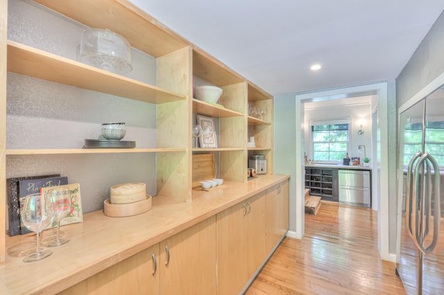 1702 Old Hickory Blvd, Brentwood, TN 37027 - bar area with appliances with stainless steel finishes, light wood-style floors, and recessed lighting