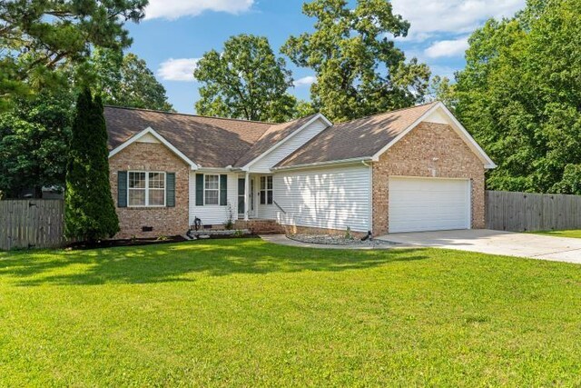 210 Highland Trl, Estill Springs, TN 37330 - single story home featuring a garage, crawl space, concrete driveway, brick siding, and roof with shingles