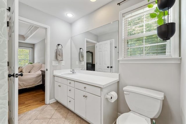 210 Highland Trl, Estill Springs, TN 37330 - bathroom featuring vanity, connected bathroom, tile patterned floors, toilet, and recessed lighting