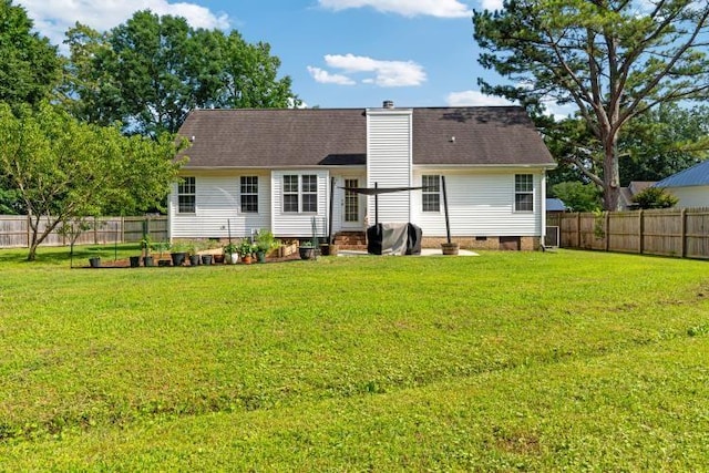210 Highland Trl, Estill Springs, TN 37330 - back of property featuring crawl space and a chimney