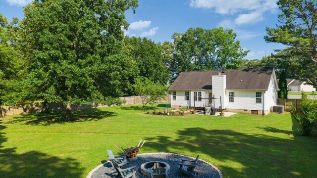 210 Highland Trl, Estill Springs, TN 37330 - view of yard with a fire pit, central air condition unit, and a patio