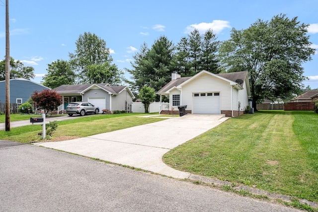 205 Blue Lake Dr, Tullahoma, TN 37388 - single story home with an attached garage, driveway, and a chimney