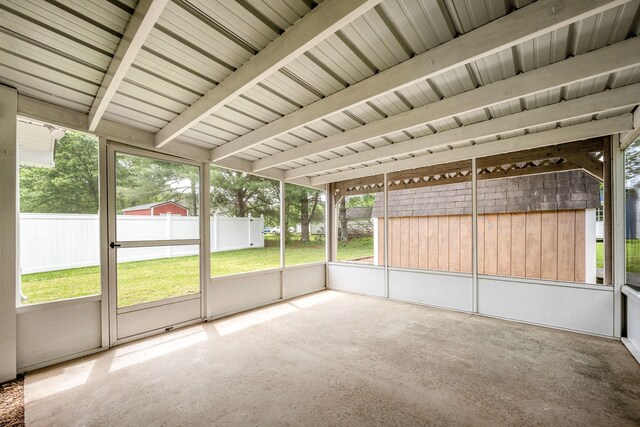 205 Blue Lake Dr, Tullahoma, TN 37388 - unfurnished sunroom with beamed ceiling
