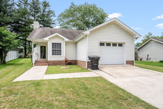 205 Blue Lake Dr, Tullahoma, TN 37388 - single story home featuring concrete driveway, a garage, a chimney, and roof with shingles