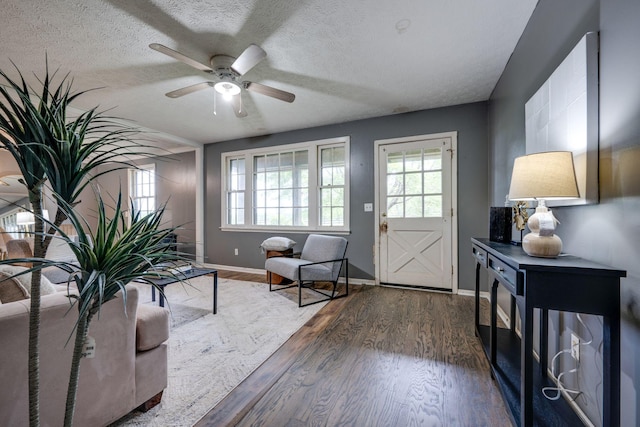 1529 W Grab Creek Rd, Dickson, TN 37055 - foyer with wood finished floors, ceiling fan, baseboards, and a textured ceiling