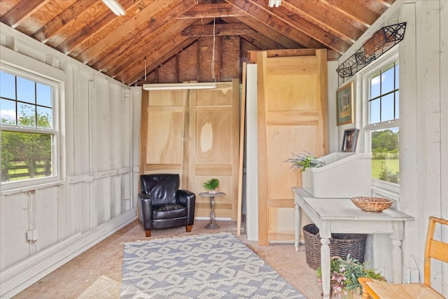 4145 Trinity Rd, Franklin, TN 37067 - living area featuring lofted ceiling, plenty of natural light, and wooden walls