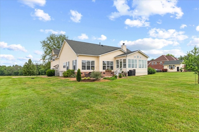 4145 Trinity Rd, Franklin, TN 37067 - rear view of house featuring a chimney and a yard