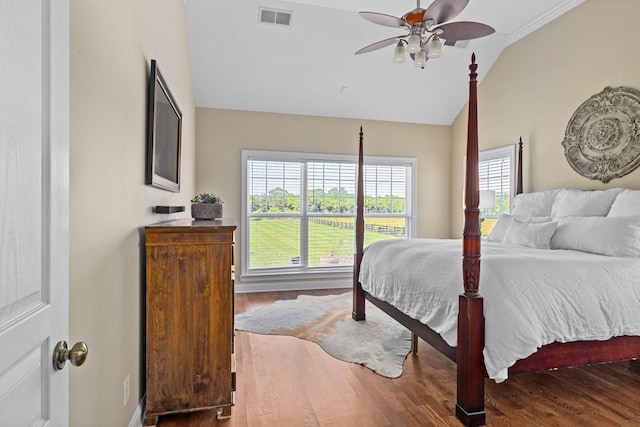 4145 Trinity Rd, Franklin, TN 37067 - bedroom with lofted ceiling, wood finished floors, ceiling fan, and baseboards