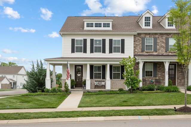 359 Hammock Ln, Spring Hill, TN 37174 - view of front facade with a porch, a front yard, and brick siding