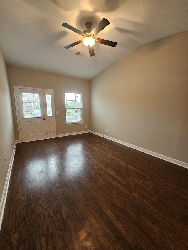 1040 Charlie Daniels Pkwy Unit 111, Mount Juliet, TN 37122 - spare room featuring dark wood-style floors, a ceiling fan, and baseboards