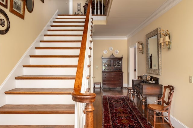5620 Leipers Creek Rd, Franklin, TN 37064 - stairway featuring wood finished floors and crown molding