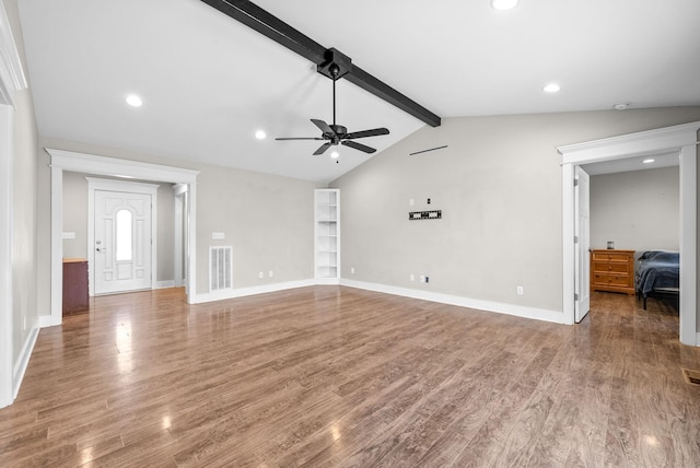 132 Fieldcrest Dr, Cadiz, KY 42211 - unfurnished living room with ceiling fan, light wood-style flooring, baseboards, and recessed lighting