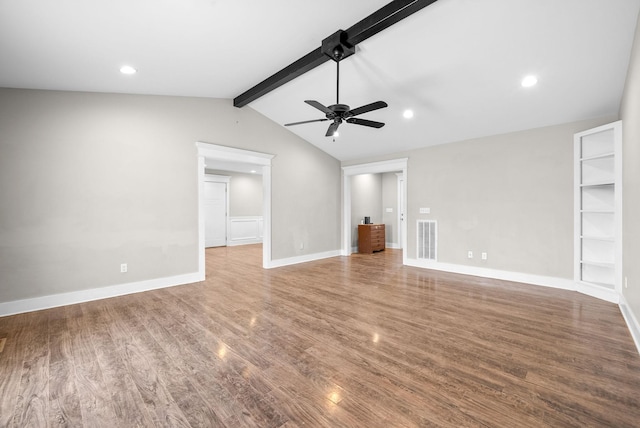 132 Fieldcrest Dr, Cadiz, KY 42211 - unfurnished living room with a ceiling fan, wood finished floors, recessed lighting, and baseboards