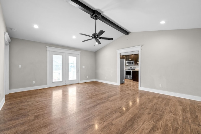 132 Fieldcrest Dr, Cadiz, KY 42211 - unfurnished living room featuring ceiling fan, light wood-style flooring, baseboards, and recessed lighting