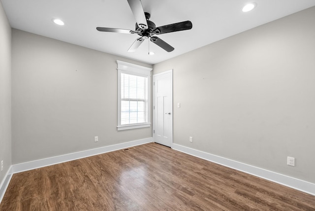 132 Fieldcrest Dr, Cadiz, KY 42211 - empty room featuring baseboards, wood finished floors, a ceiling fan, and recessed lighting
