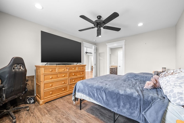 132 Fieldcrest Dr, Cadiz, KY 42211 - bedroom with wood finished floors, recessed lighting, and ceiling fan