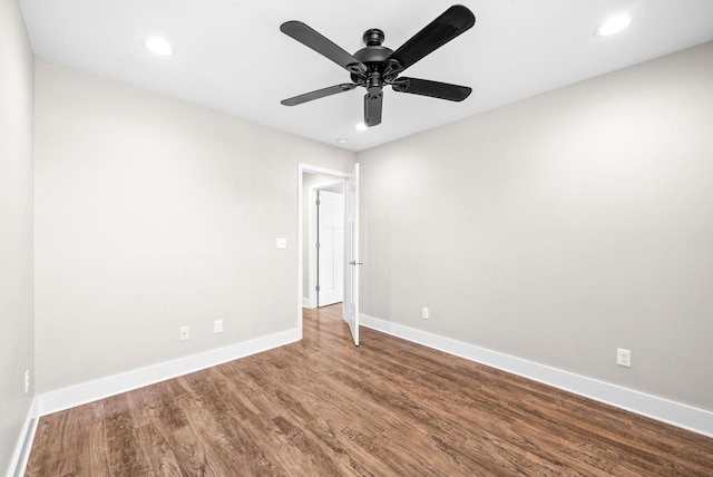 132 Fieldcrest Dr, Cadiz, KY 42211 - unfurnished room featuring baseboards, wood finished floors, recessed lighting, and ceiling fan
