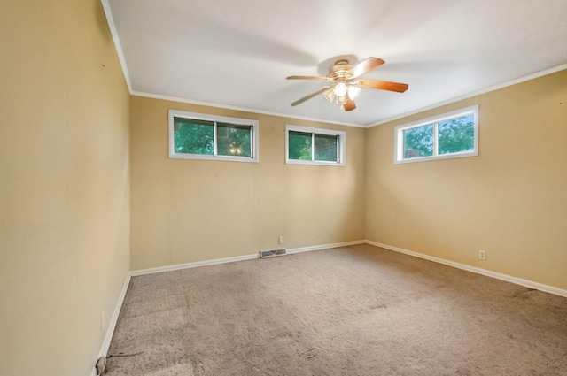 1033 Pine Valley Rd, Kingston Springs, TN 37082 - carpeted empty room featuring crown molding, a ceiling fan, and baseboards
