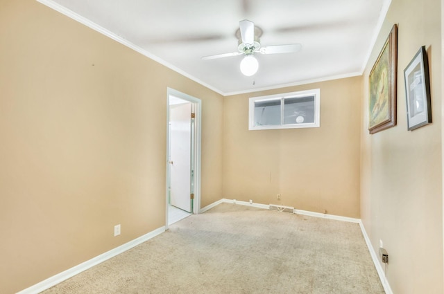 1033 Pine Valley Rd, Kingston Springs, TN 37082 - carpeted empty room with baseboards, a ceiling fan, and ornamental molding