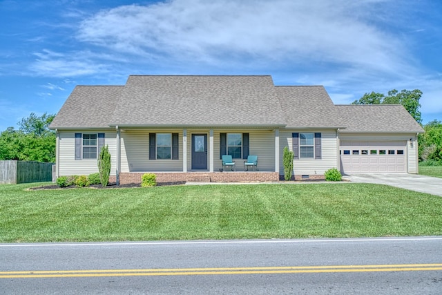 1570 Clemmons Rd, Cookeville, TN 38501 - view of front of home with an attached garage, a porch, concrete driveway, and a shingled roof