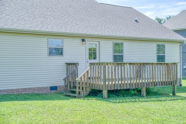 1570 Clemmons Rd, Cookeville, TN 38501 - back of house featuring a deck, a shingled roof, and a yard