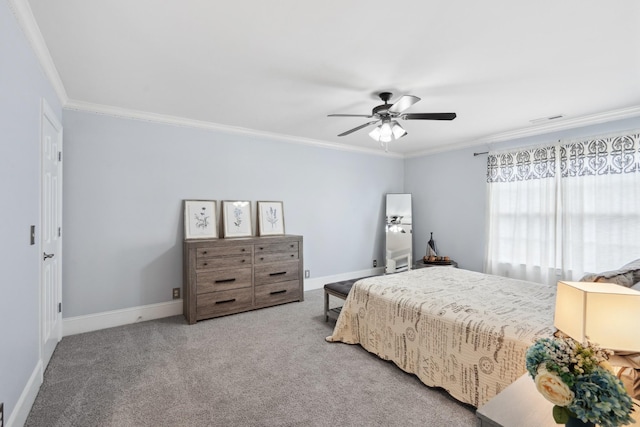 9702 Amethyst Ln, Brentwood, TN 37027 - carpeted bedroom with ornamental molding, baseboards, and ceiling fan