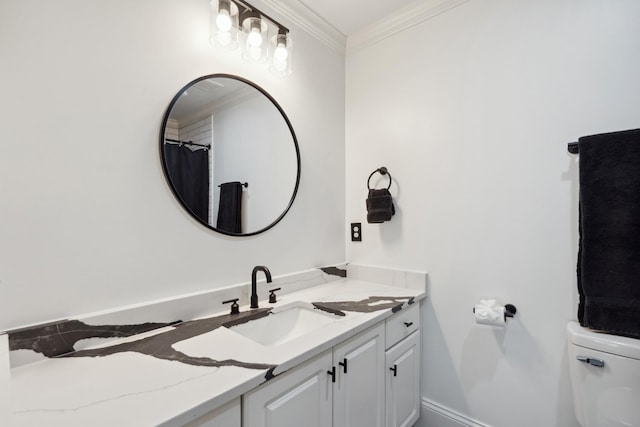9702 Amethyst Ln, Brentwood, TN 37027 - full bathroom featuring ornamental molding, vanity, and toilet