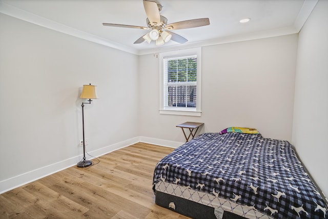 1301 Neelys Bend Rd Unit 50, Madison, TN 37115 - bedroom featuring baseboards, wood finished floors, a ceiling fan, crown molding, and recessed lighting