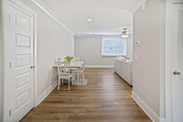 1301 Neelys Bend Rd Unit 50, Madison, TN 37115 - dining space featuring a ceiling fan, baseboards, wood finished floors, ornamental molding, and recessed lighting