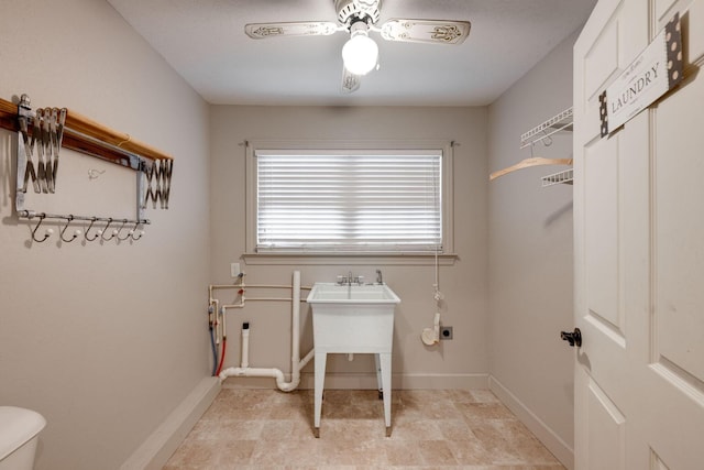 102 Hobbs Ridge Rd, Dunlap, TN 37327 - laundry area featuring hookup for an electric dryer, baseboards, and a ceiling fan