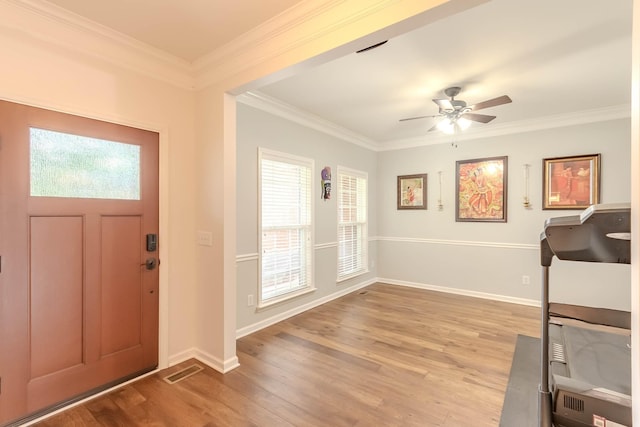 2004 Towhee Ct, Spring Hill, TN 37174 - entrance foyer with wood finished floors, ceiling fan, plenty of natural light, crown molding, and baseboards