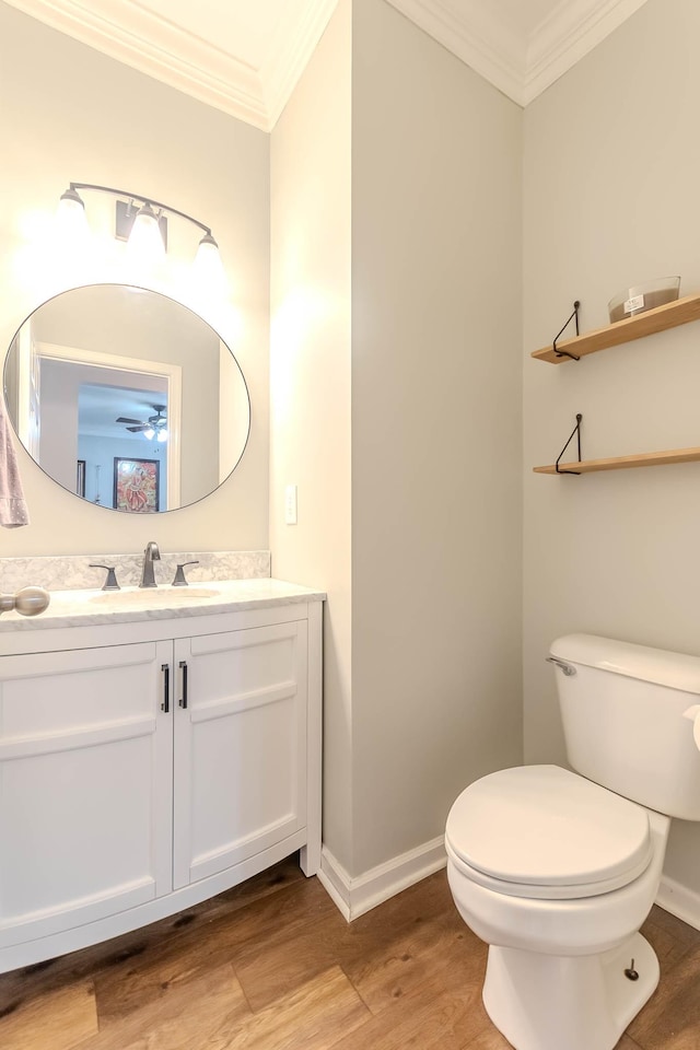 2004 Towhee Ct, Spring Hill, TN 37174 - half bathroom featuring ornamental molding, wood finished floors, baseboards, vanity, and toilet
