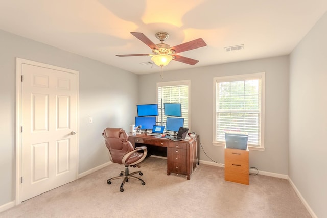 2004 Towhee Ct, Spring Hill, TN 37174 - carpeted home office featuring a ceiling fan and baseboards