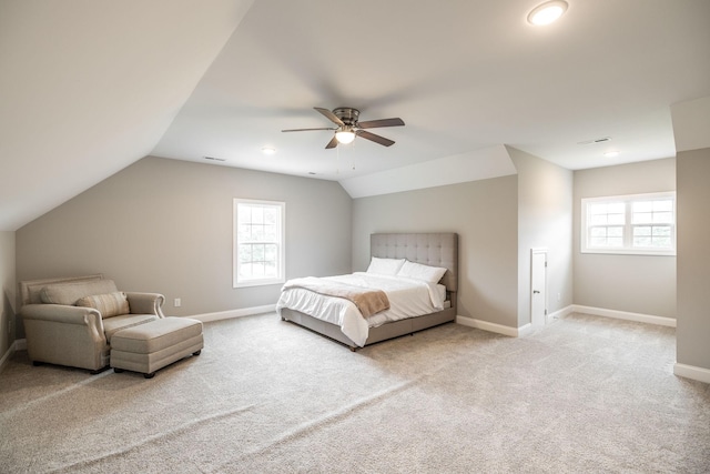 1551 Dobbins Pike, Gallatin, TN 37066 - carpeted bedroom with multiple windows, lofted ceiling, baseboards, ceiling fan, and recessed lighting