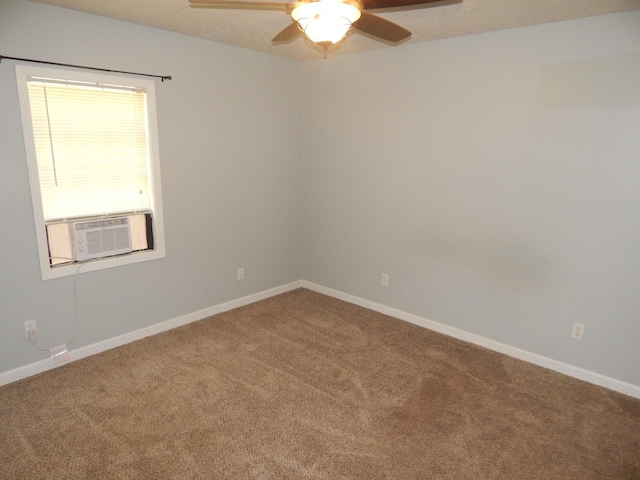 3355 Willie Mauldon Rd, Lutts, TN 38471 - spare room featuring carpet, ceiling fan, baseboards, and cooling unit