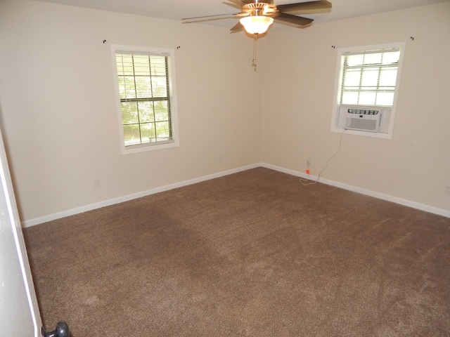 3355 Willie Mauldon Rd, Lutts, TN 38471 - carpeted empty room featuring cooling unit, a ceiling fan, and baseboards