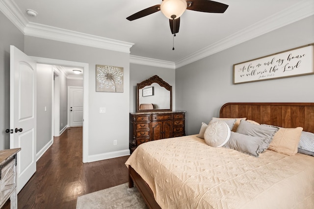 4999 Crescent Ln, Murfreesboro, TN 37128 - bedroom featuring crown molding, wood finished floors, baseboards, and a ceiling fan