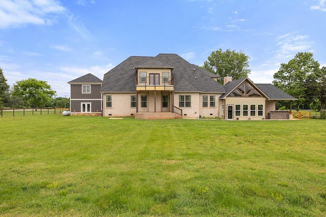 4999 Crescent Ln, Murfreesboro, TN 37128 - back of property with a balcony, crawl space, and brick siding