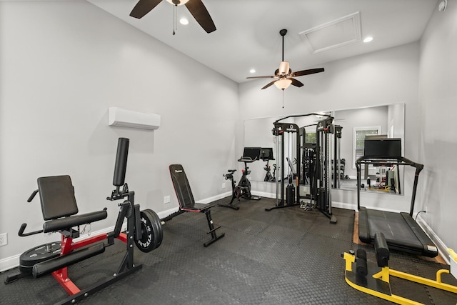 4999 Crescent Ln, Murfreesboro, TN 37128 - workout room featuring ceiling fan, recessed lighting, and baseboards