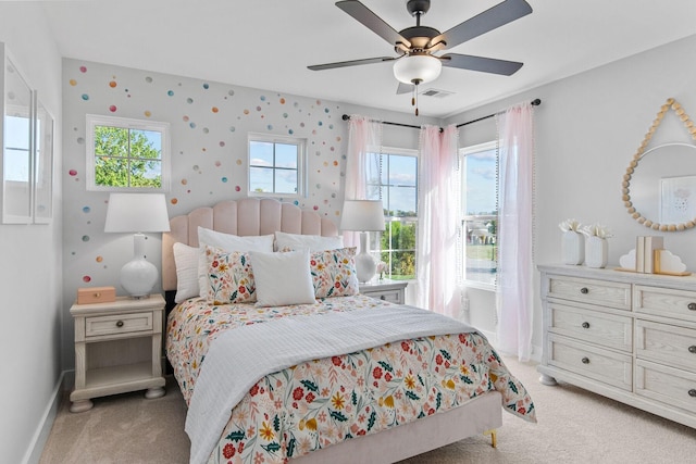 2481H Hamilton Ln, Lebanon, TN 37087 - bedroom with light colored carpet, baseboards, and ceiling fan