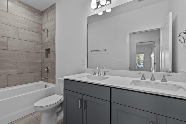 310 Carver Ln, Lebanon, TN 37087 - full bath featuring toilet, tile patterned flooring, washtub / shower combination, and double vanity