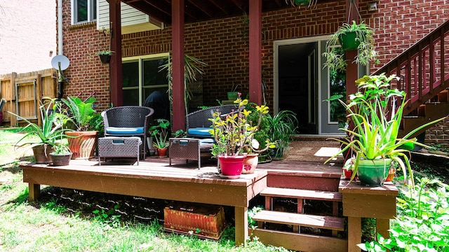 deck featuring fence